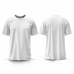 T-shirt mockup. White blank t-shirt front and back views , isolated backgrounds
