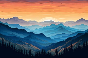 Majestic Mountain Range Gradients: Highland Vista Palette