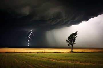 A powerful tornado landscape lightning nature.