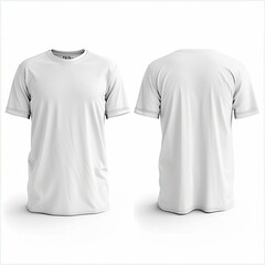 T-shirt mockup. White blank t-shirt front and back views , isolated backgrounds