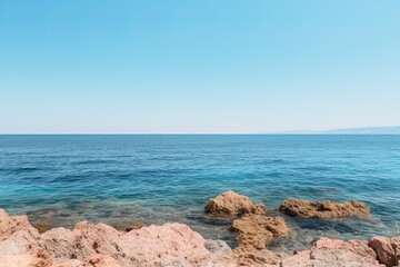 Mediterranean Sea Horizon Gradients: Coastal Rock Shadowscape
