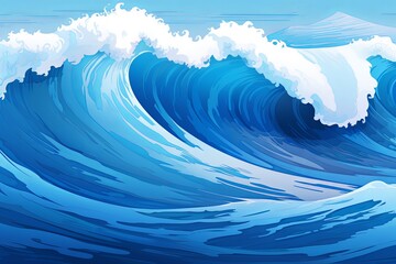 Oceanic Tidal Wave Gradients | Dynamic Sea Gradient Artwork - obrazy, fototapety, plakaty
