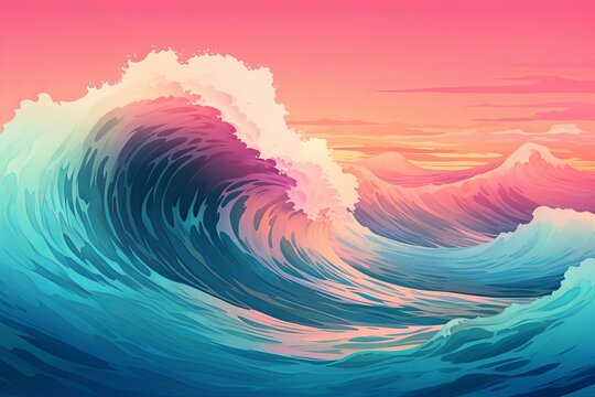 Oceanic Tidal Wave Gradients - Marine Gradient Artwork Masterpiece