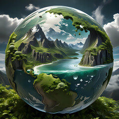 miniature self-contained world ecosystem sphere