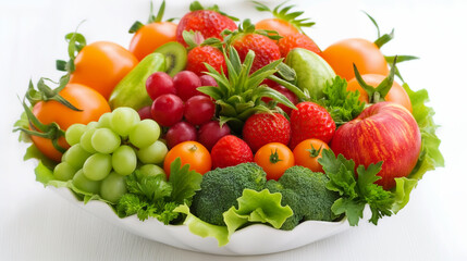 Healthy fruits and vegetables.