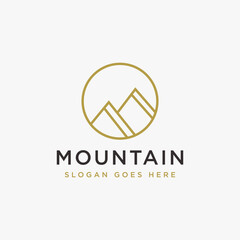Simple mountain summit logo, mountain peak logo icon vector template on white background