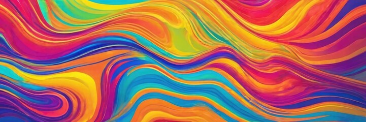 Design an abstract background that gives the impression of a colorful liquid motion, with waves and swirls of different hues. Imagine it as a dynamic wallpaper or digital art piece.