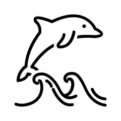 Vector black line icon for Dolphin