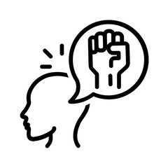 Obraz premium Vector black line icon for Determination