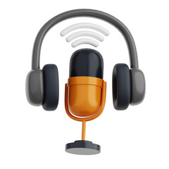 3D illustration of Multimedia Podcast