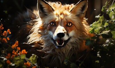 A photo of a fox in the wild - obrazy, fototapety, plakaty