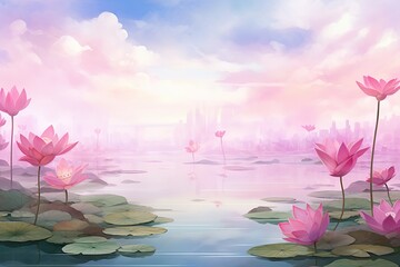 Serene Lotus Pond Blends: Calm Watercolor Gradients