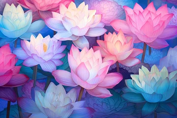 Foto op Canvas Serene Lotus Pond Gradients: Pastel Water Lilies Palette Dream © Michael