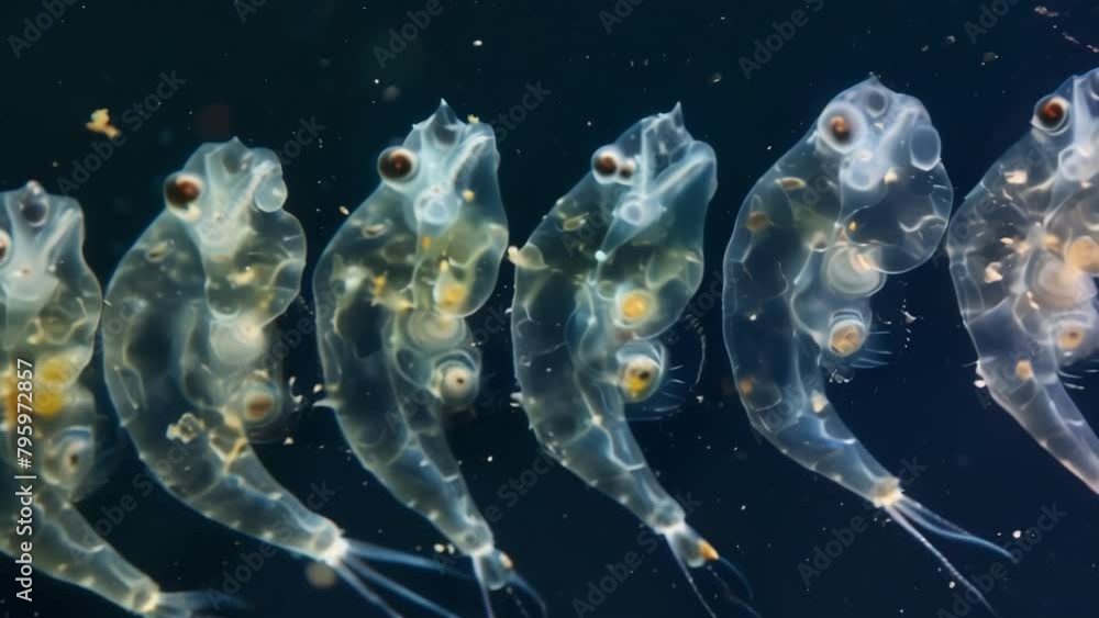 Aufkleber a series of rotifers in various stages of digestion some with food particles visible inside their tr