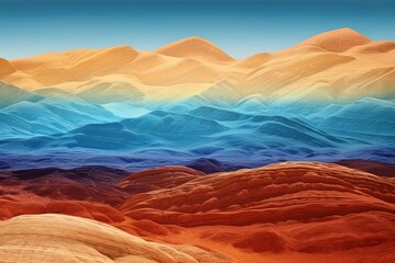 Shimmering Desert Mirage Gradients: Heatwave Color Shift Mirage Juxtapose