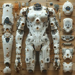 Detailed Futuristic Cyborg Mechanical Equipment in Minimalist Style