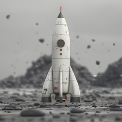 Minimalist Rocket Design Soaring Against the Cosmic Expanse