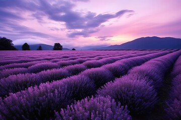 Soothing Lavender Field Gradients: Calming Rural Colorscape