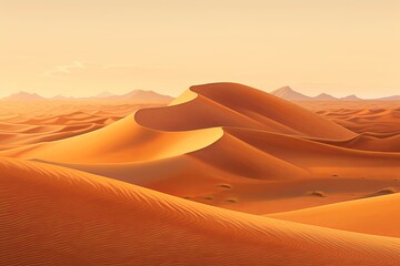 Fototapeta na wymiar Sun-Kissed Sahara Dunes: Golden Desert Display Gradients