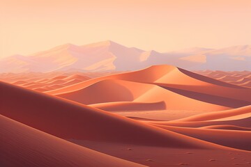 Fototapeta na wymiar Sun-Kissed Sahara Dunes Gradients: A Serene Transition