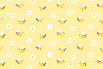 seamless pattern with bees and flowers for banners, cards, flyers, social media wallpapers, etc.