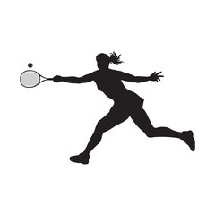 Man tennis player vector silhouette isolated on white background. Sport tennis silhouette isolated. Man recreation after work, anti stress therapy