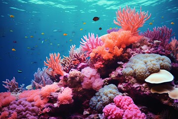 Fototapeta na wymiar Underwater Coral Reef Gradients: Marine Sanctuary Palette Bliss