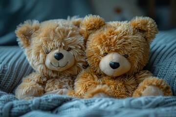 Two Teddy Bear Sleep in Bedroom