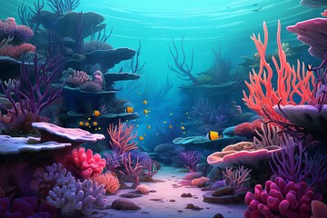 Underwater Coral Reef Gradients: Sea Life Color Blend Spectacle