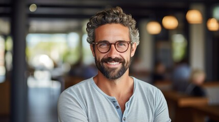 Obraz premium b'Portrait of a smiling man with glasses'