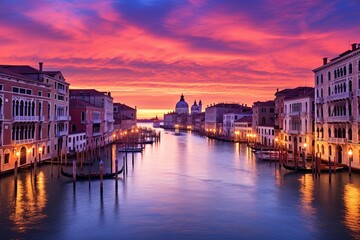 Venetian Sunset Gradients: Colorful Twilight Over Venice Skyline