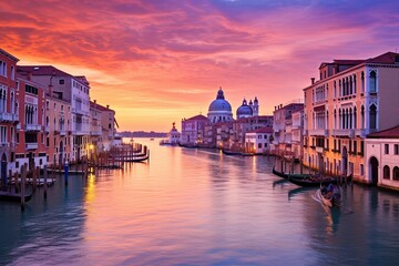 Obraz premium Venetian Sunset Gradients: Pastel Sky Reflecting over Canals