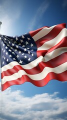 Obraz premium b'American flag waving in the wind'