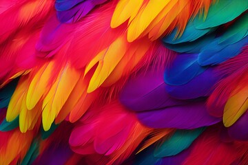Fototapeta premium Vibrant Parrot Wing Feathers: A Fusion of Bright Plumage Gradients