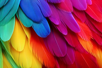 Vibrant Parrot Feather Gradients: Brilliant Plumage Colors Explosion.
