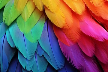 Fototapeta premium Vibrant Parrot Cornucopia: Feather Gradients Exploding Avian Spectrum