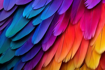 Fototapeta premium Vibrant Parrot Feather Gradients: Dazzling Hues of Nature