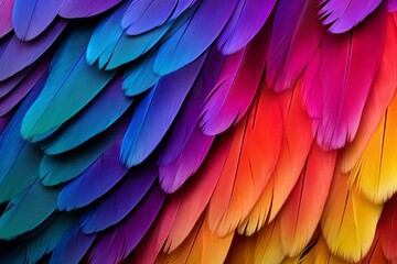 Vibrant Parrot Feather Gradients: Dazzling Hues of Nature