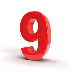 9 number 3d red