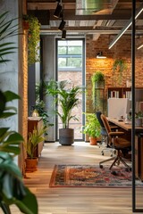 Fototapeta na wymiar b'workspace interior design plants'