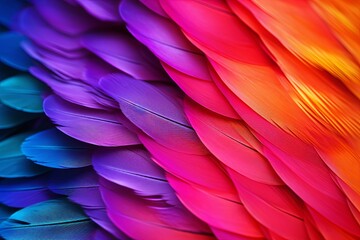 Vibrant Parrot Feather Gradients: Multicolor Bird Spectrum Delight