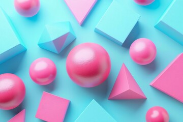 b'Pink and blue pastel geometric shapes background'