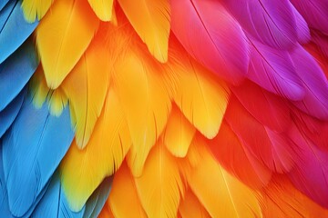 Vibrant Parrot Feather Gradients: Vivid Wing Color Blend
