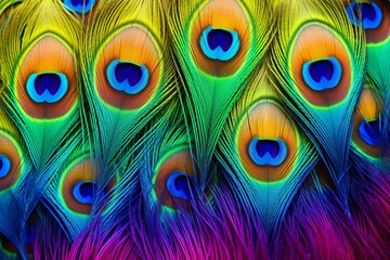 Vibrant Peacock Feather Gradients: Stunning Plumage Display