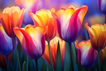 Radiant Tulip Variety: Vibrant Field Gradients Captured