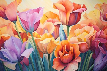 Vibrant Tulip Garden: Color Harmony in Gradients