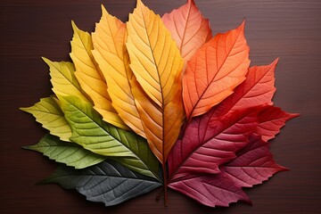 Fototapeta premium Maple Leaf Color Spectrum: Warm Autumn Leaf Gradients.