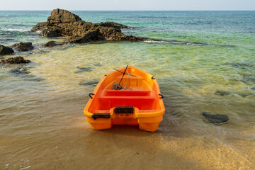 lifeguard boat on the beach