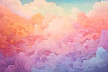 Fototapeta premium Whimsical Rainbow Cloud Gradients: Dreamlike Huescape Palette