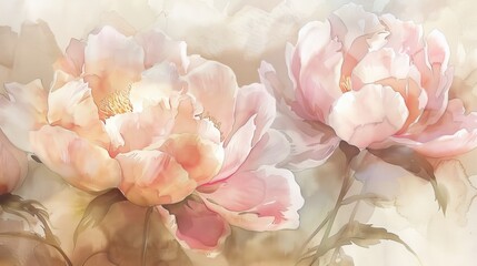 Delicate peonies with soft petals